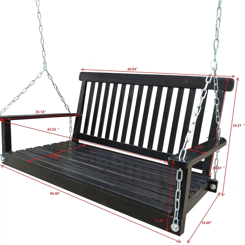 Front Porch Swing With Armrests For Outdoor Patio, Garden Yard, Backyard Or Sunroom by Unique Piece Furniture