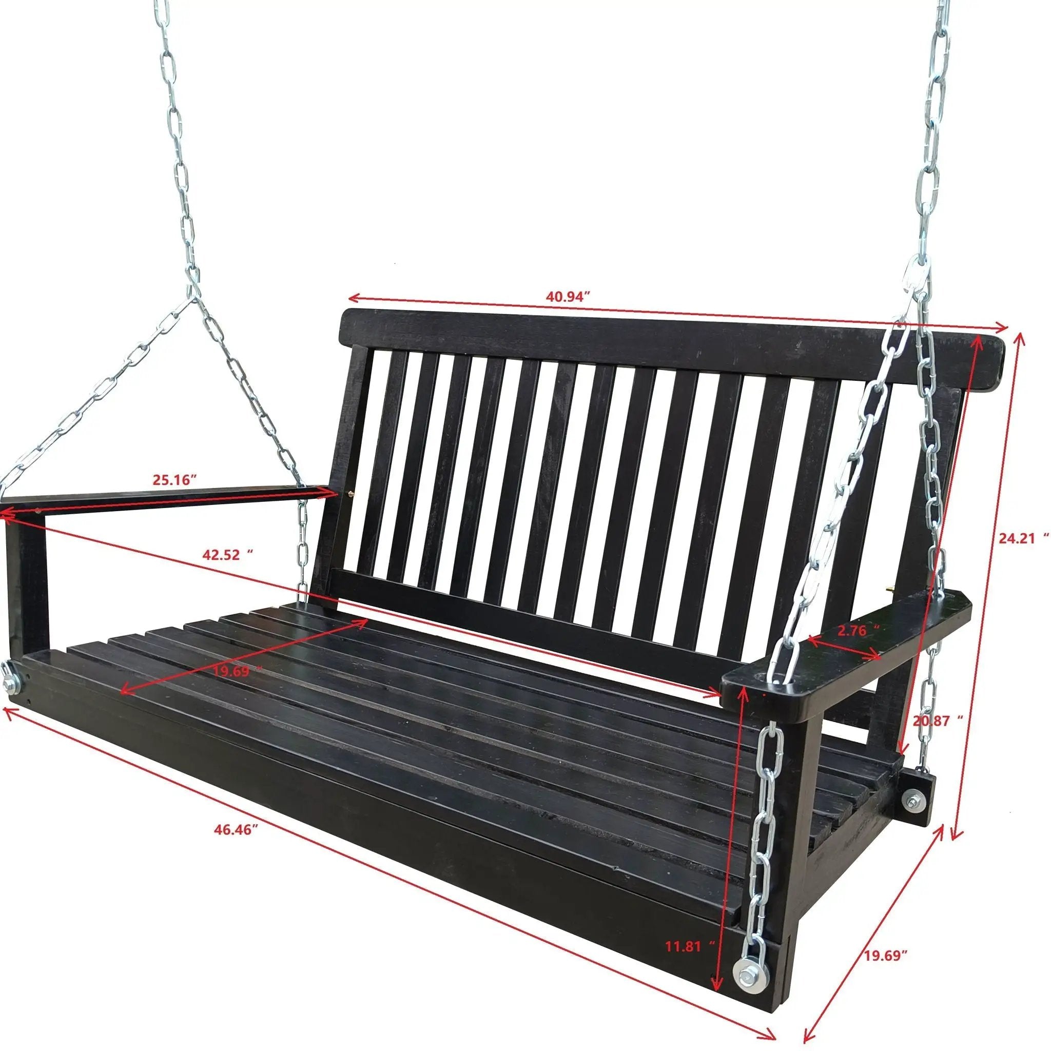 Front Porch Swing With Armrests For Outdoor Patio, Garden Yard, Backyard Or Sunroom by HouseOfZazla