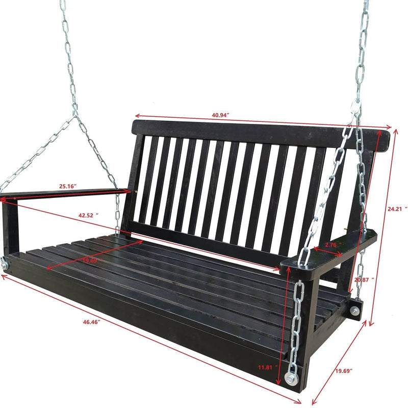 Front Porch Swing With Armrests For Outdoor Patio, Garden Yard, Backyard Or Sunroom by HouseOfZazla
