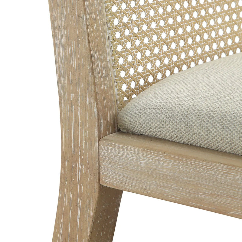 Dining Chair With Synthetic Cane Back And Upholstered Seat (Set of 2) - Natural by Unique Piece Furniture