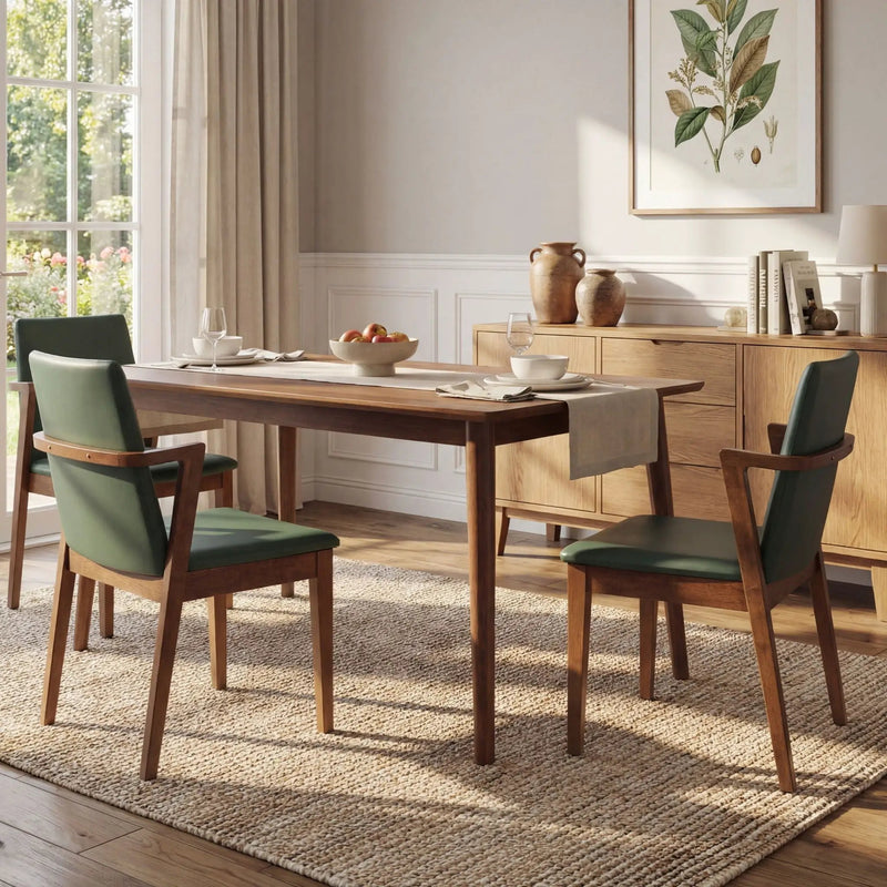 Dining Chairs (Set of 2) - Green / Walnut by HouseOfZazla