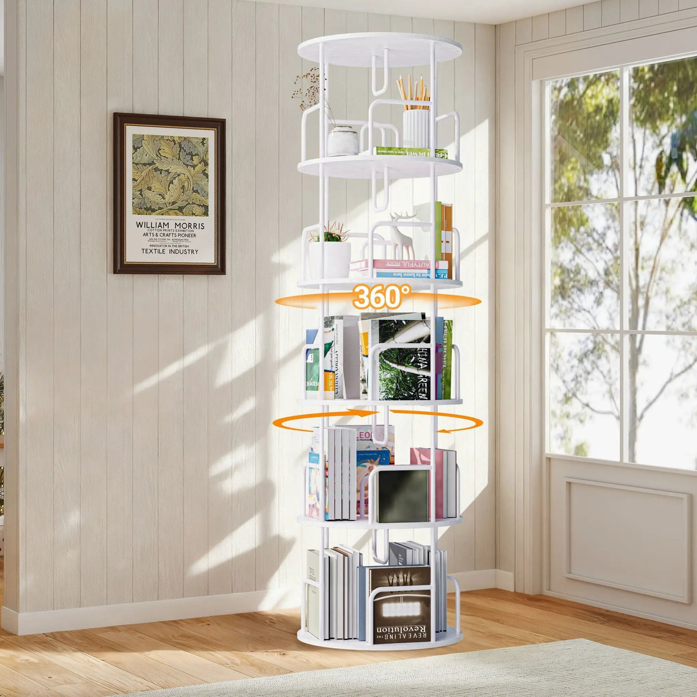 Rotating Bookshelf Tower 5 Tier Spinning 360 Degree Revolving Storage Shelf by HouseOfZazla