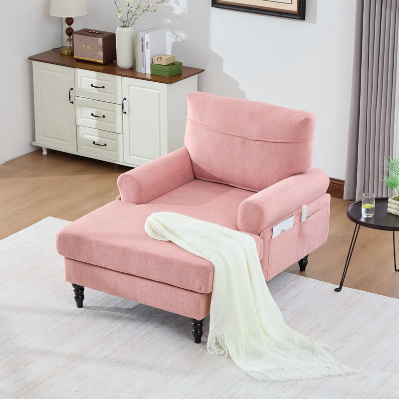 Modern Minimalist Chenille Fabric Chaise Lounge Recliner by HouseOfZazla