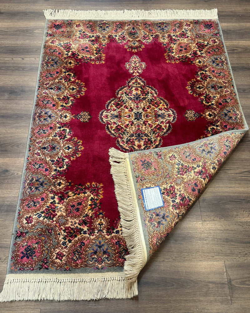 Karastan Rug 4x6 Red Medallion Kirman #762, Wool Vintage Original 700 Series by Jewel Rugs