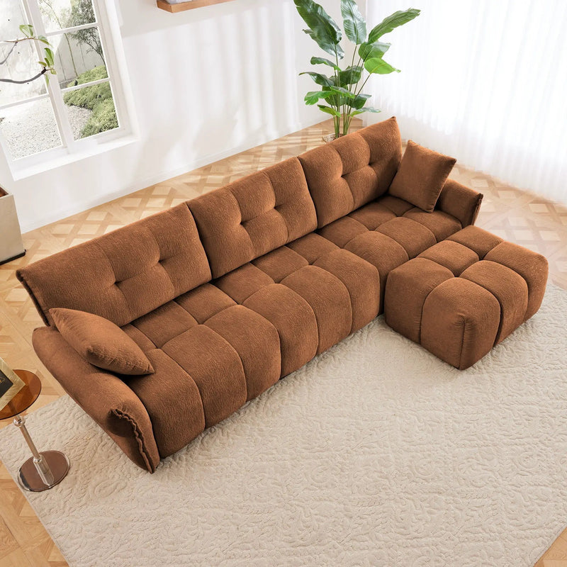 Sofa Set With Ottoman And Pillows, Textured, High Resilience Cushions by Unique Piece Furniture