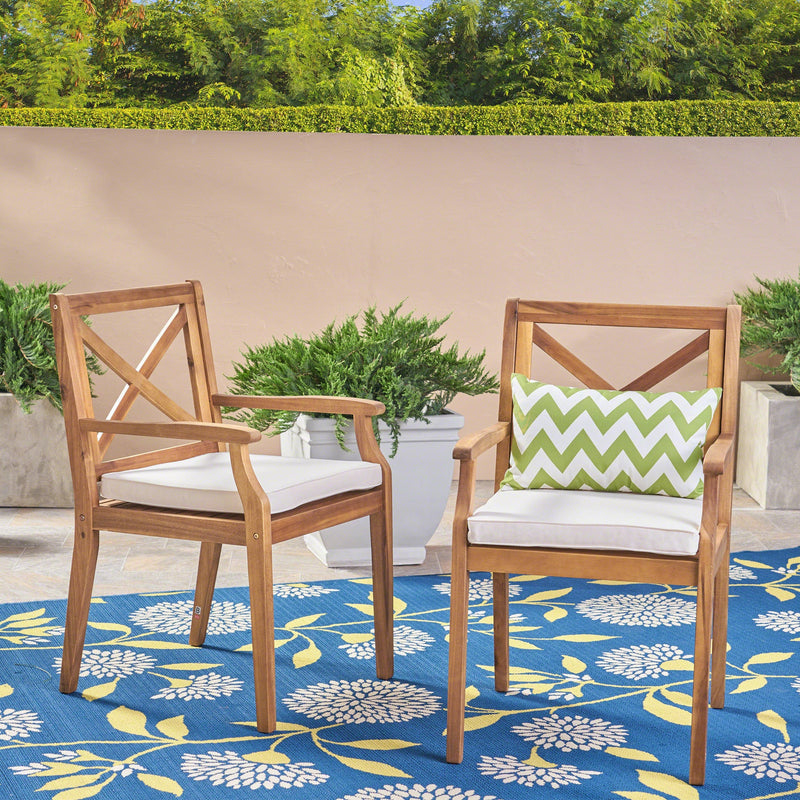 Perla Dining Chair 2-Piece Set with Cream Cushions by HouseOfZazla