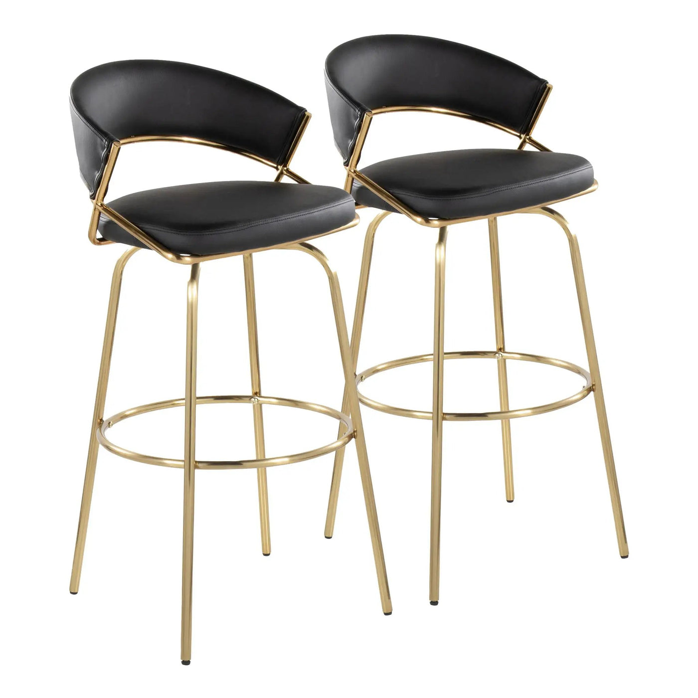 Jie - Fixed Height Contemporary Barstool With Swivel With Round Footrest (Set of 2) by HouseOfZazla