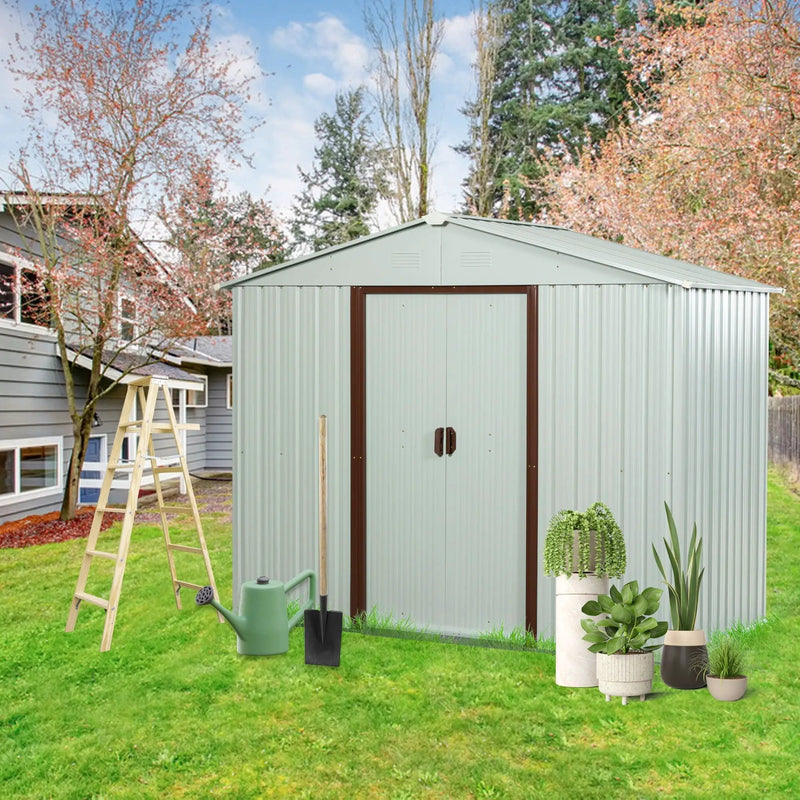 Ry-Sdyx56-W Outdoor Metal Storage Shed - White by HouseOfZazla