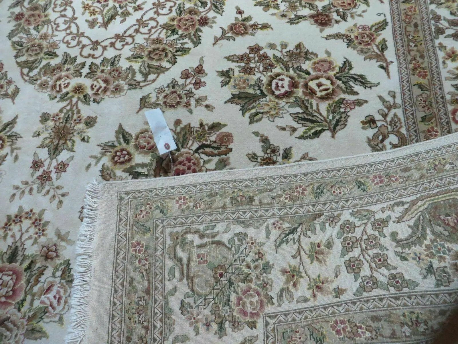 8' X 10' Handmade Chinese Floral Oriental Wool Silk Accent Rug Ivory Organic by Jewel Rugs