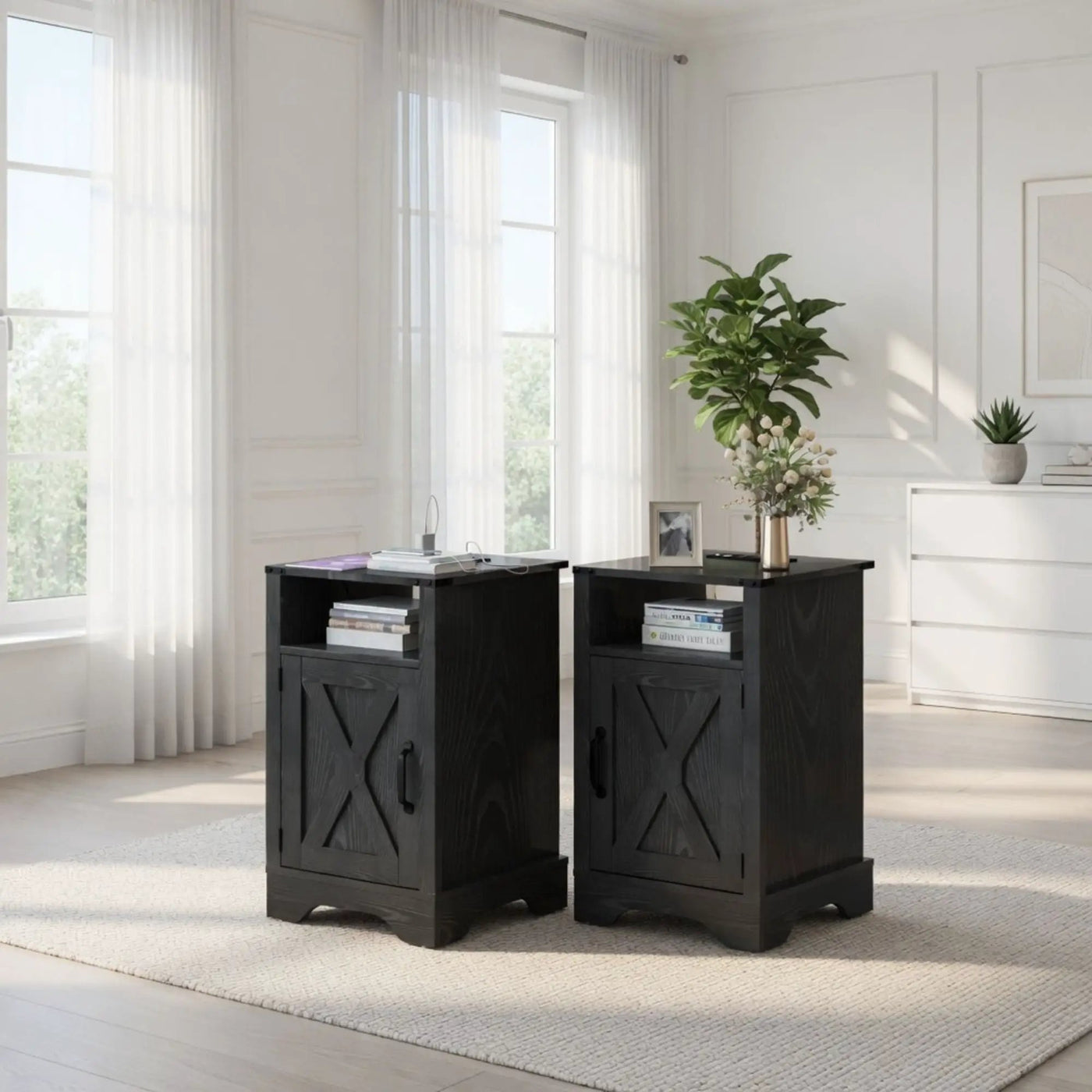 Farmhouse Nightstand, Charging Station & Storage by HouseOfZazla