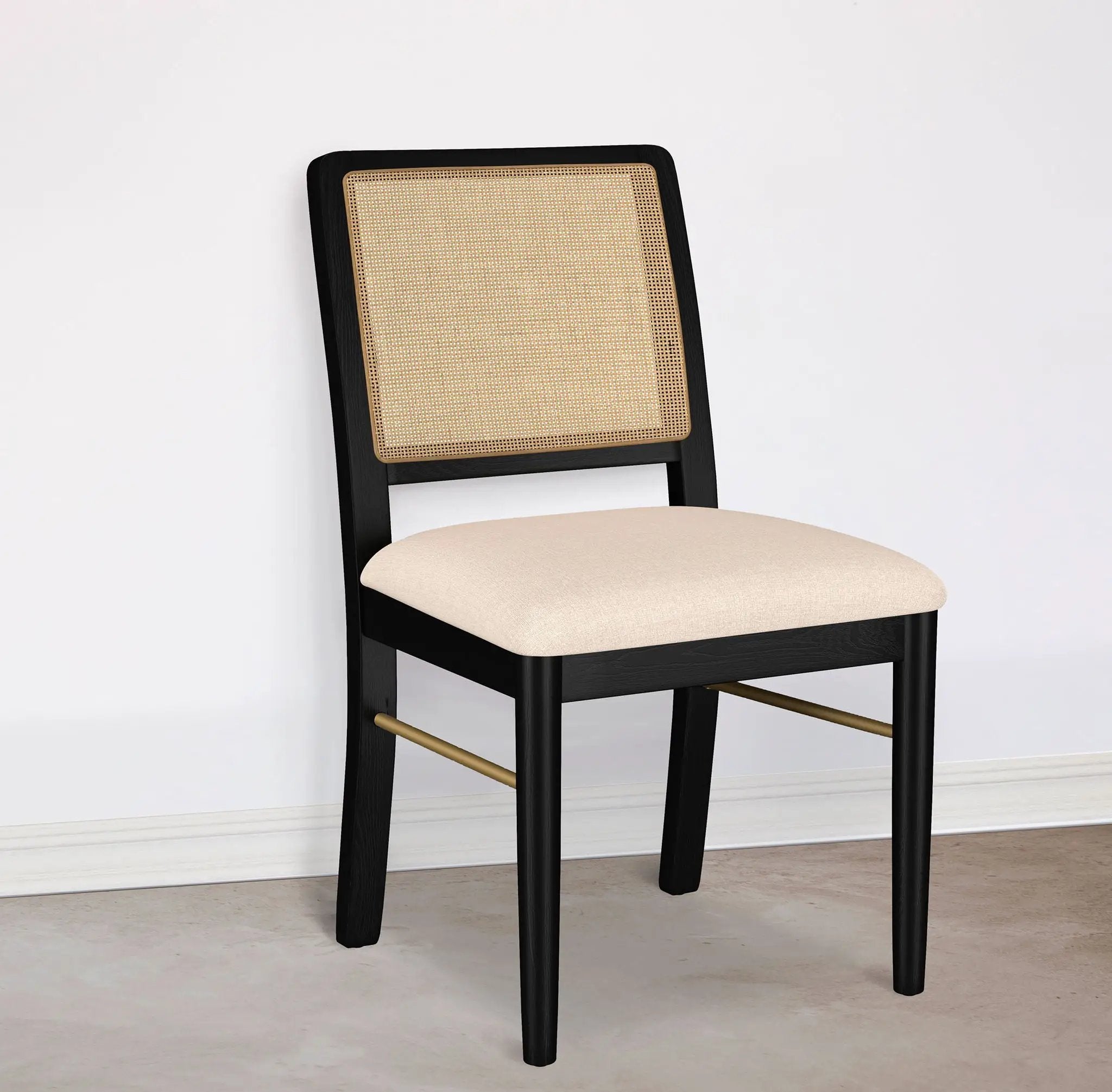 Arini Rattan Cane Dining Side Chair Black (Set of 2) by Unique Piece Furniture