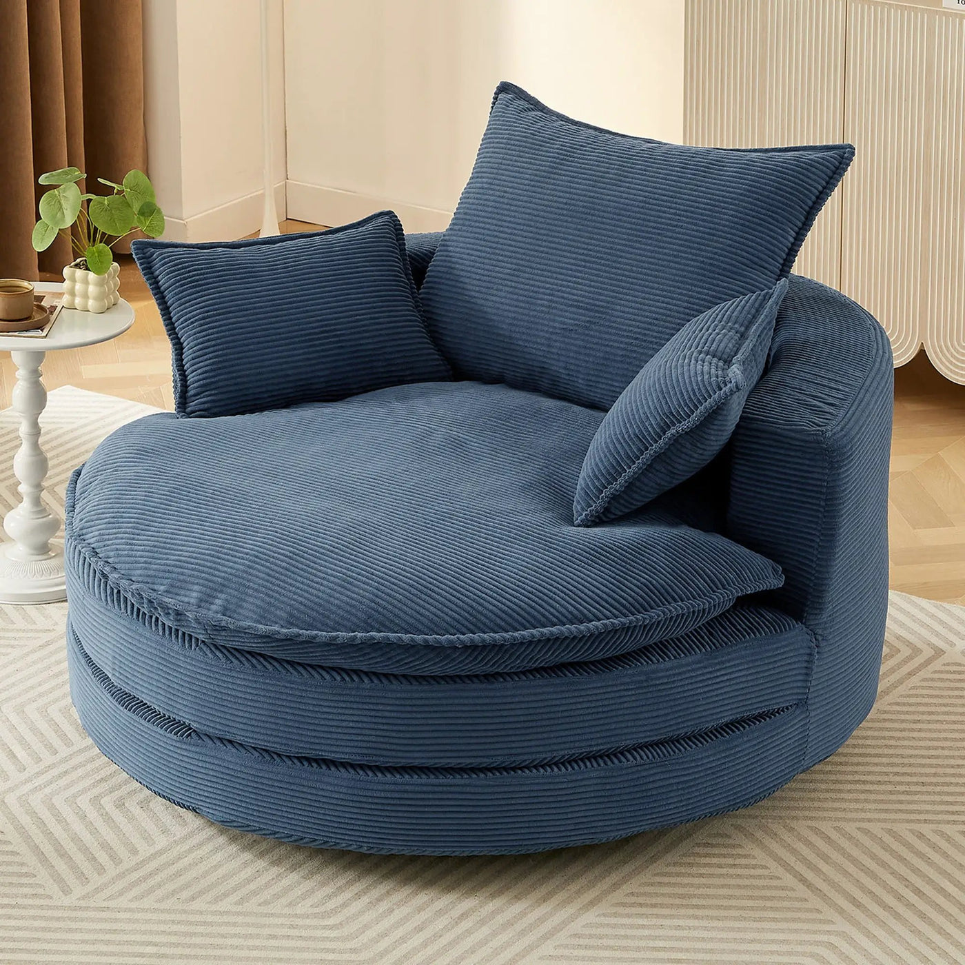 360° Swivel Accent Barrel Chair With Dual Layer Cushion And 3 Removable Pillows by HouseOfZazla