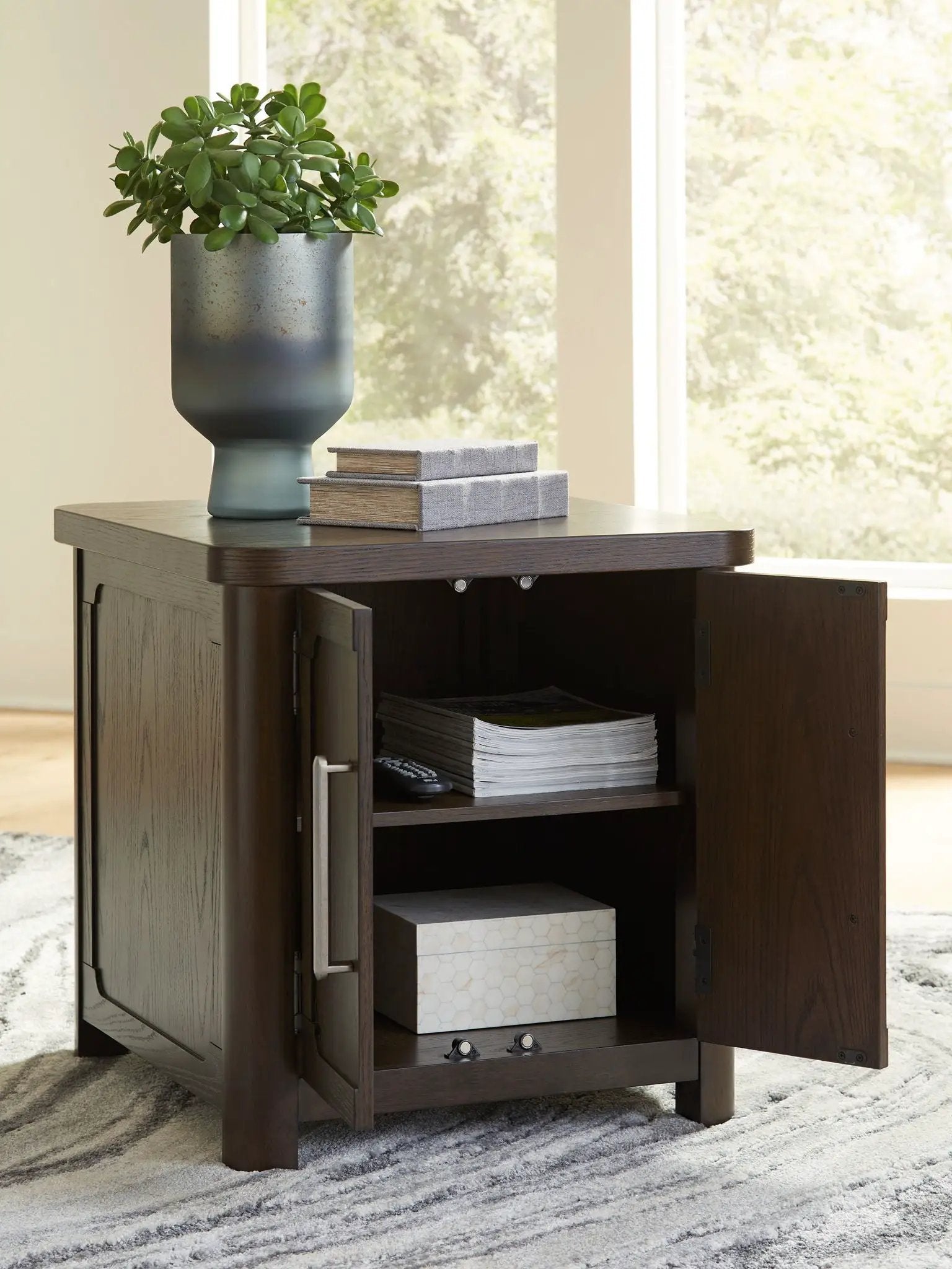 Breckington - Rectangular 2-door End Table - Dark Brown by Unique Piece Furniture