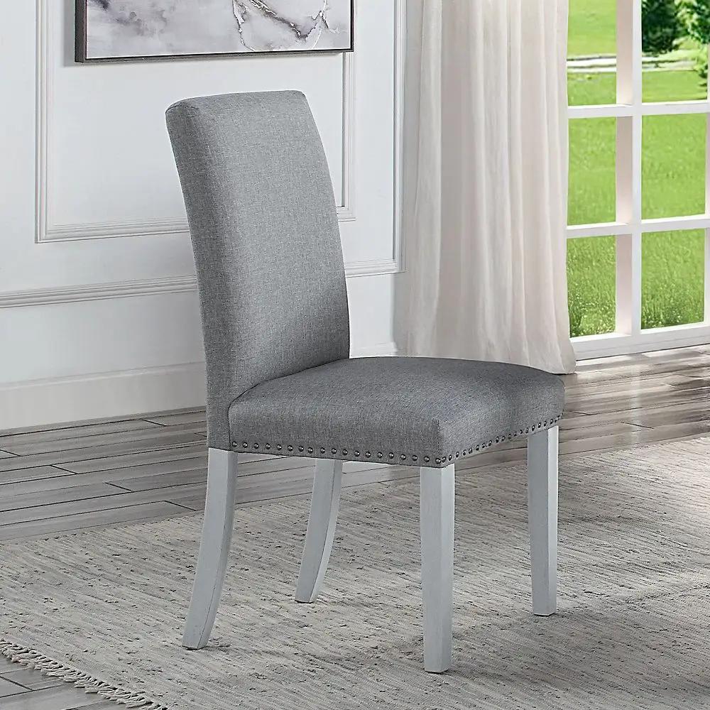 Lanton - Side Chair (Set of 2) - Gray Linen & Antique White by Unique Piece Furniture
