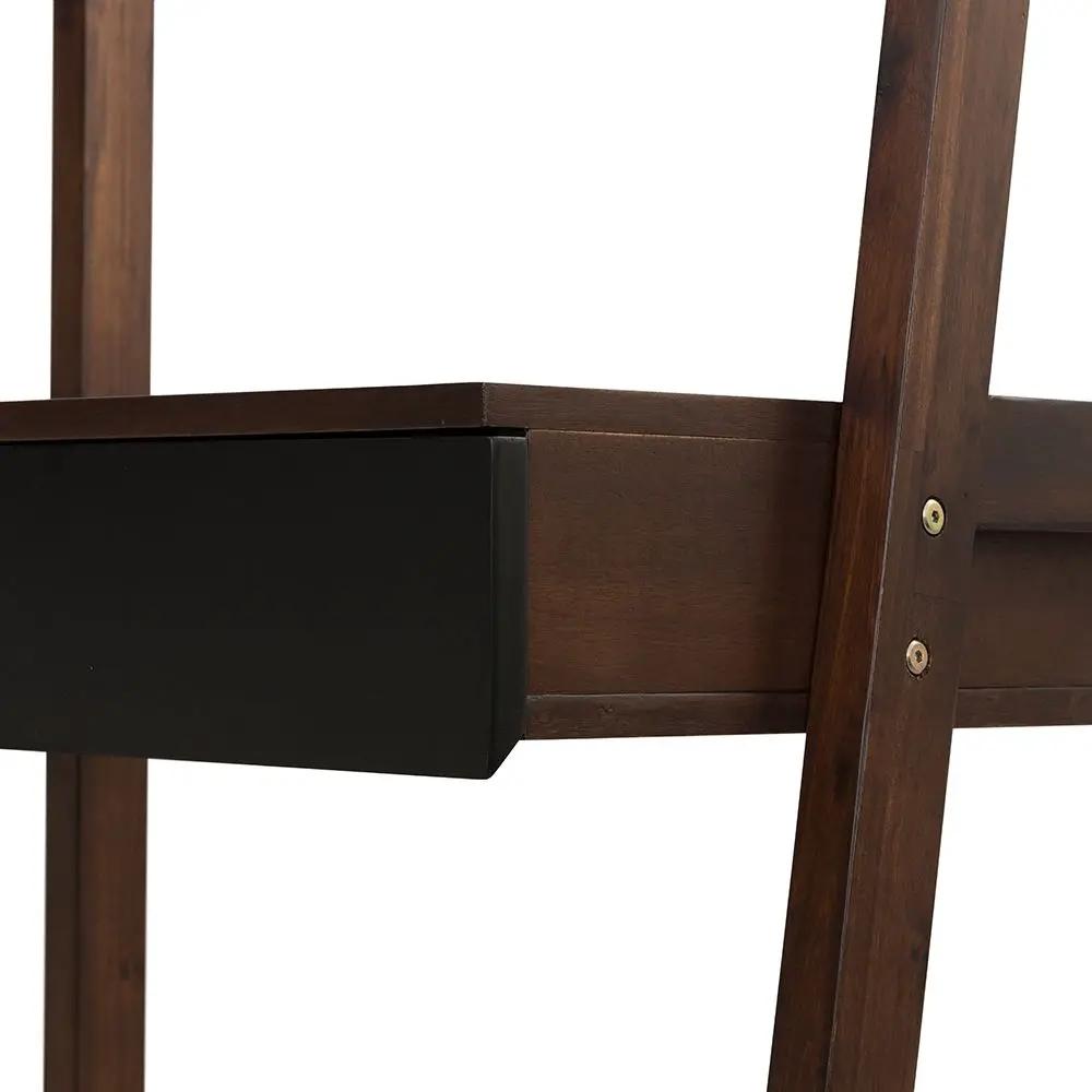Ladder Desk, Ladder Style Display Shelf - Natural Wood / Brown by Unique Piece Furniture