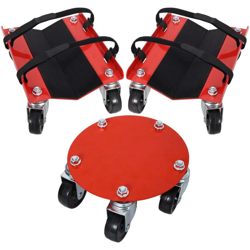 Heavy Duty Snowmobile Dolly V Slide With 2.5" Swivel Casters, Rubber Pad, 1500Lbs Capacity Steel - Red by HouseOfZazla