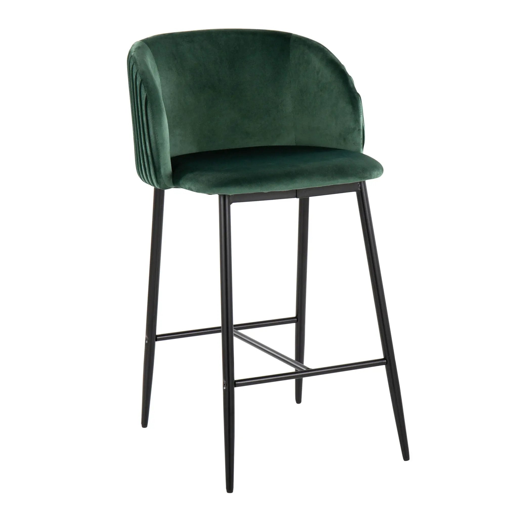 Fran - Pleated Waves Contemporary, Fixed Height Counter Stool (Set of 2) by HouseOfZazla