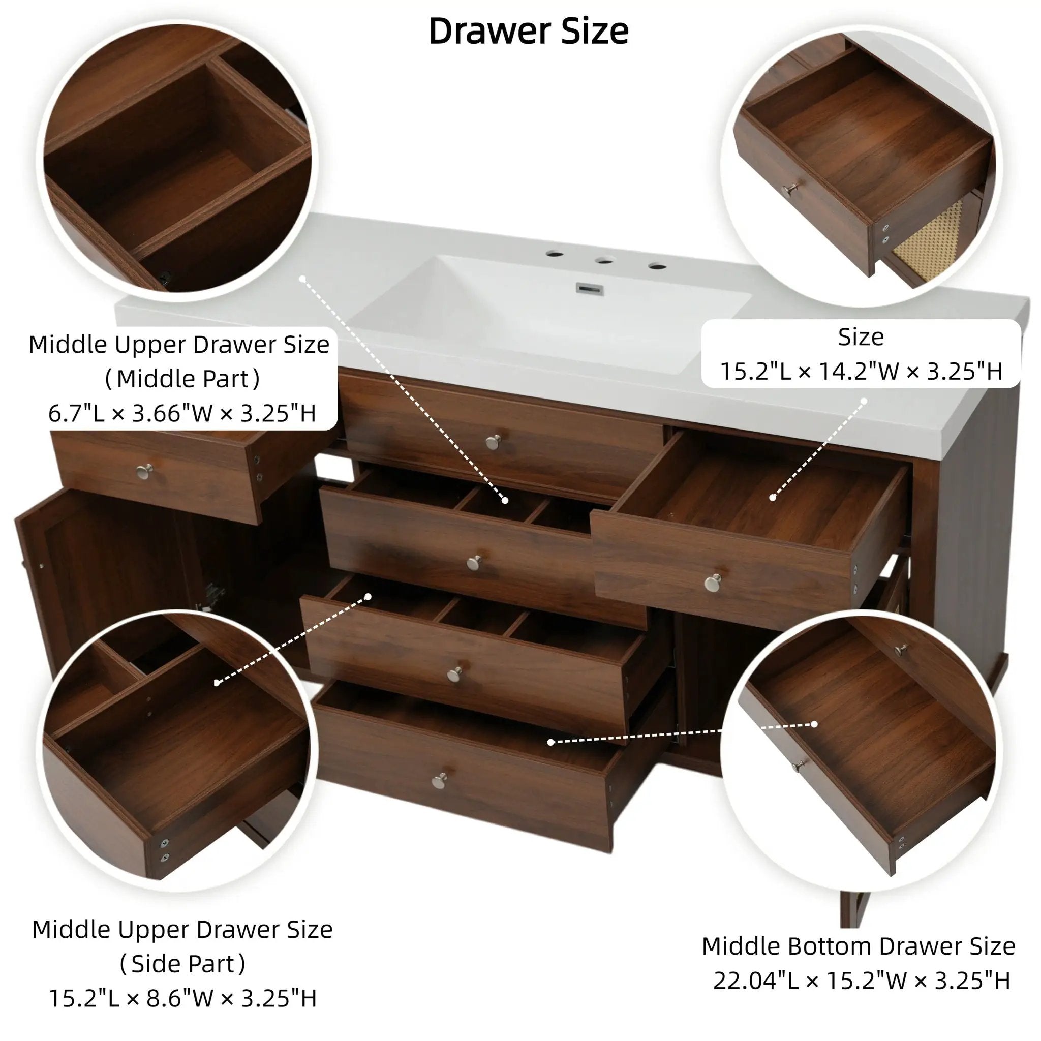 Bathroom Vanity With Sink, 5 Legs, Soft Close Drawers by HouseOfZazla