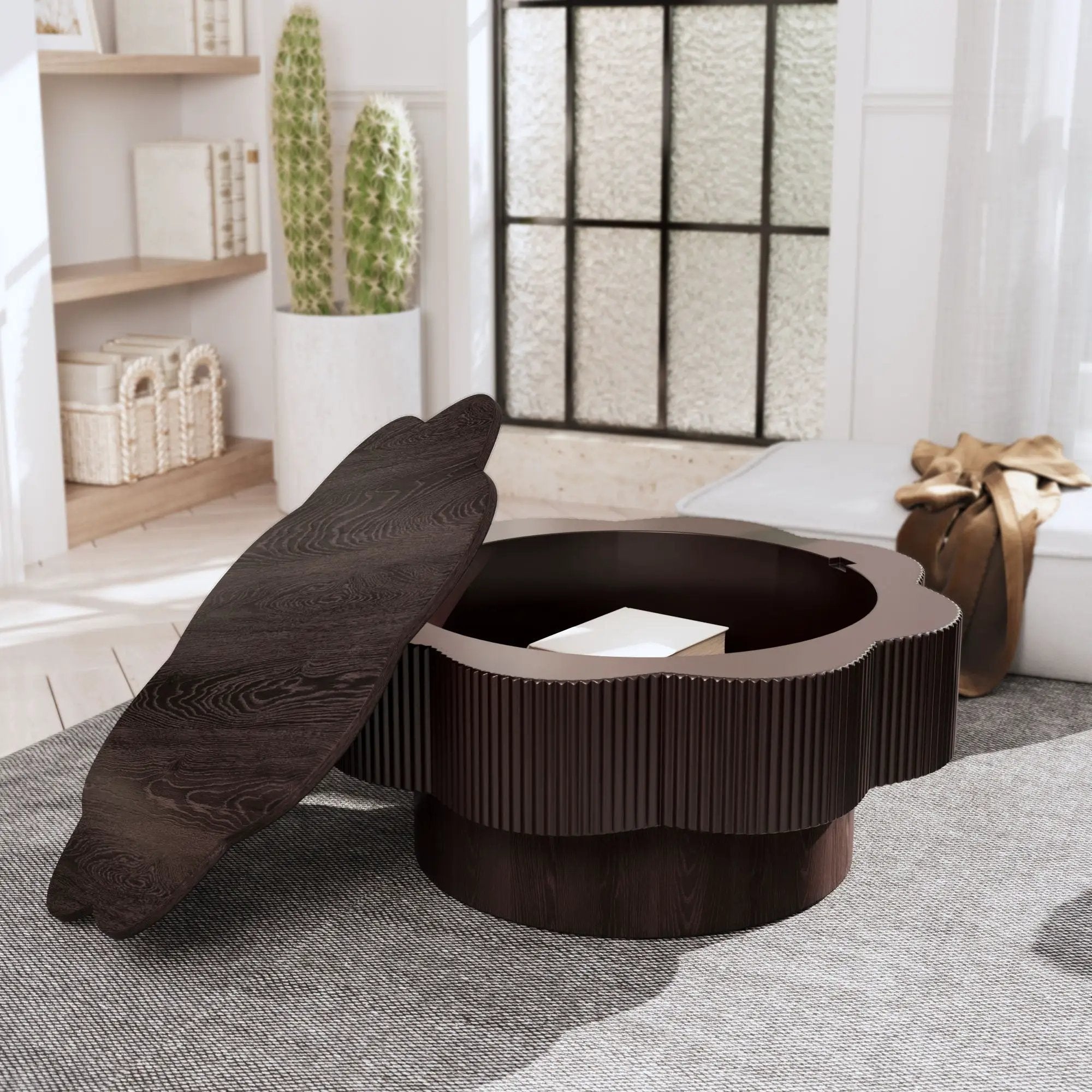 Modern Plum Blossom Shaped Coffee Table With Storage by Unique Piece Furniture