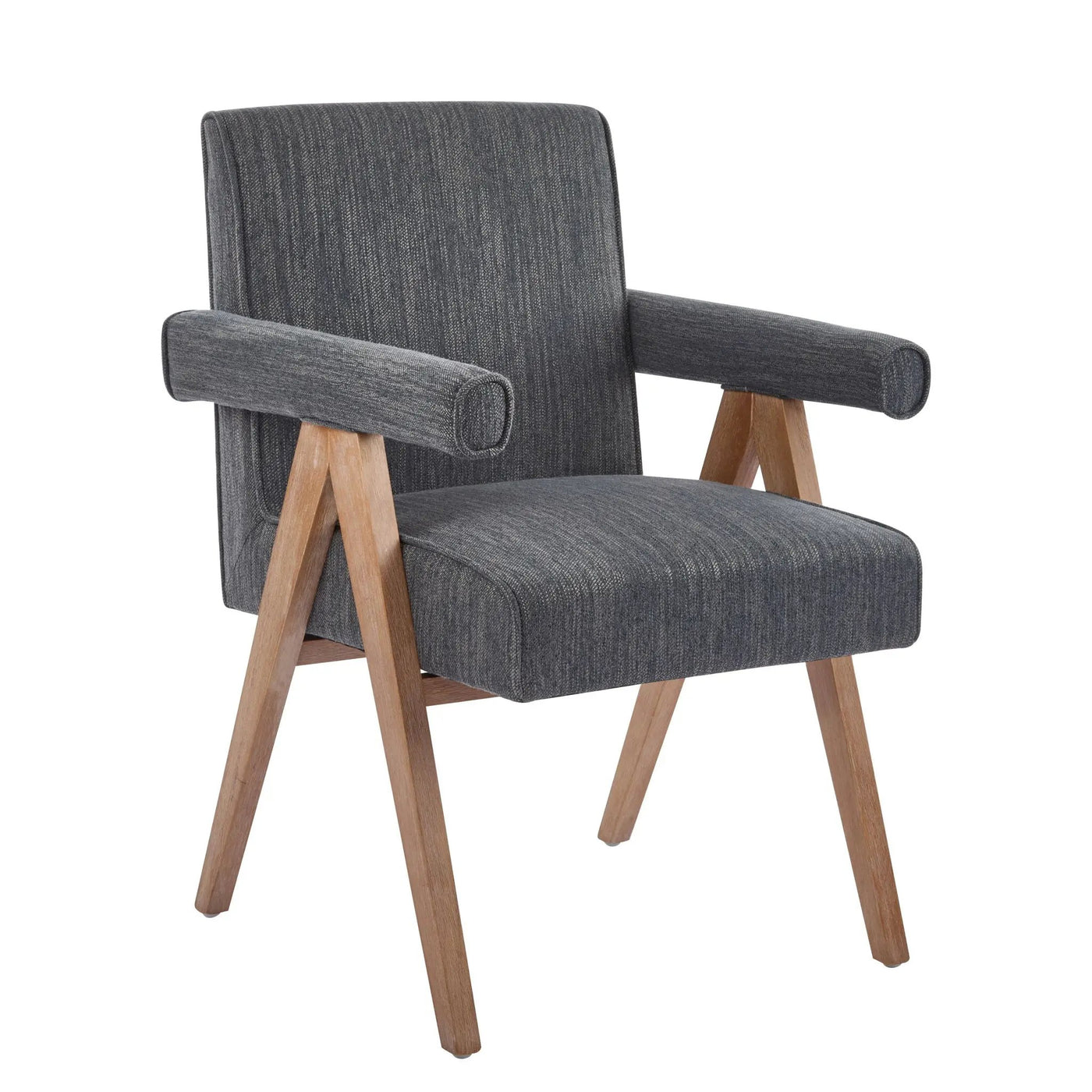 Contemporary Poppy Fabric Dining Armchair With Rubberwood Legs by HouseOfZazla