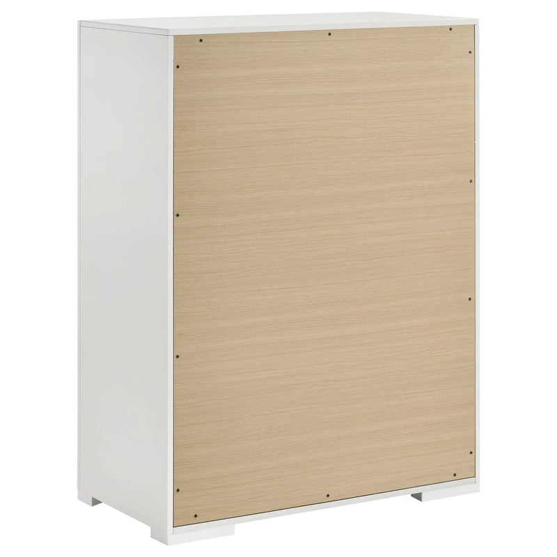Ives 5-drawer Bedroom Chest of Drawers White High Gloss by Unique Piece Furniture