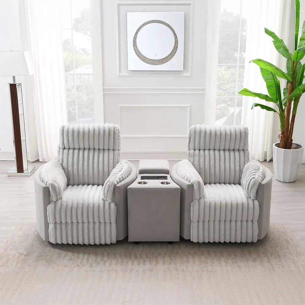Emee - Console With USB - Gray Corduroy by Unique Piece Furniture