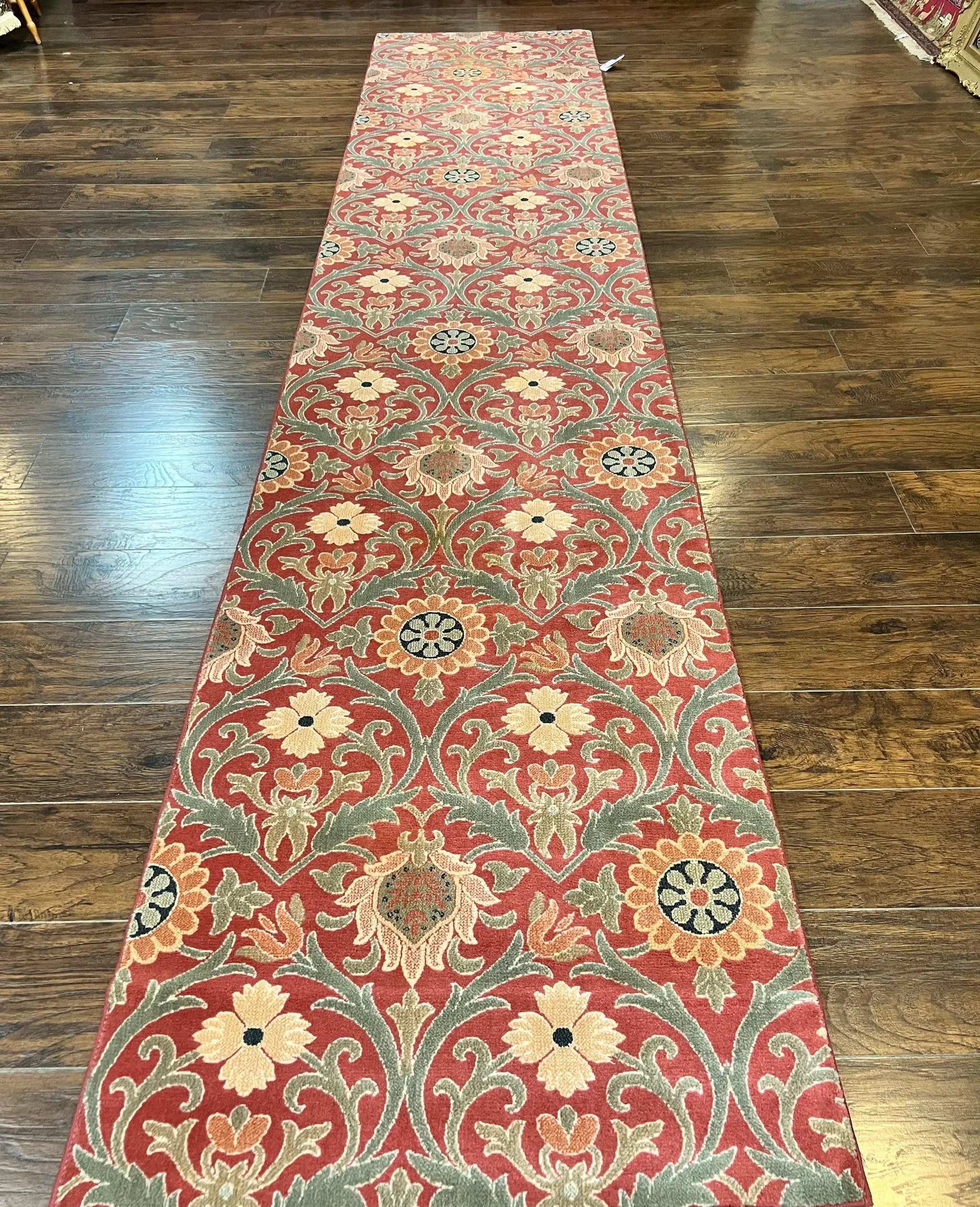 Runner Rug 3 x 14.7, Long Hallway Rug, Wool, Power Loomed, Contemporary, Floral by Jewel Rugs