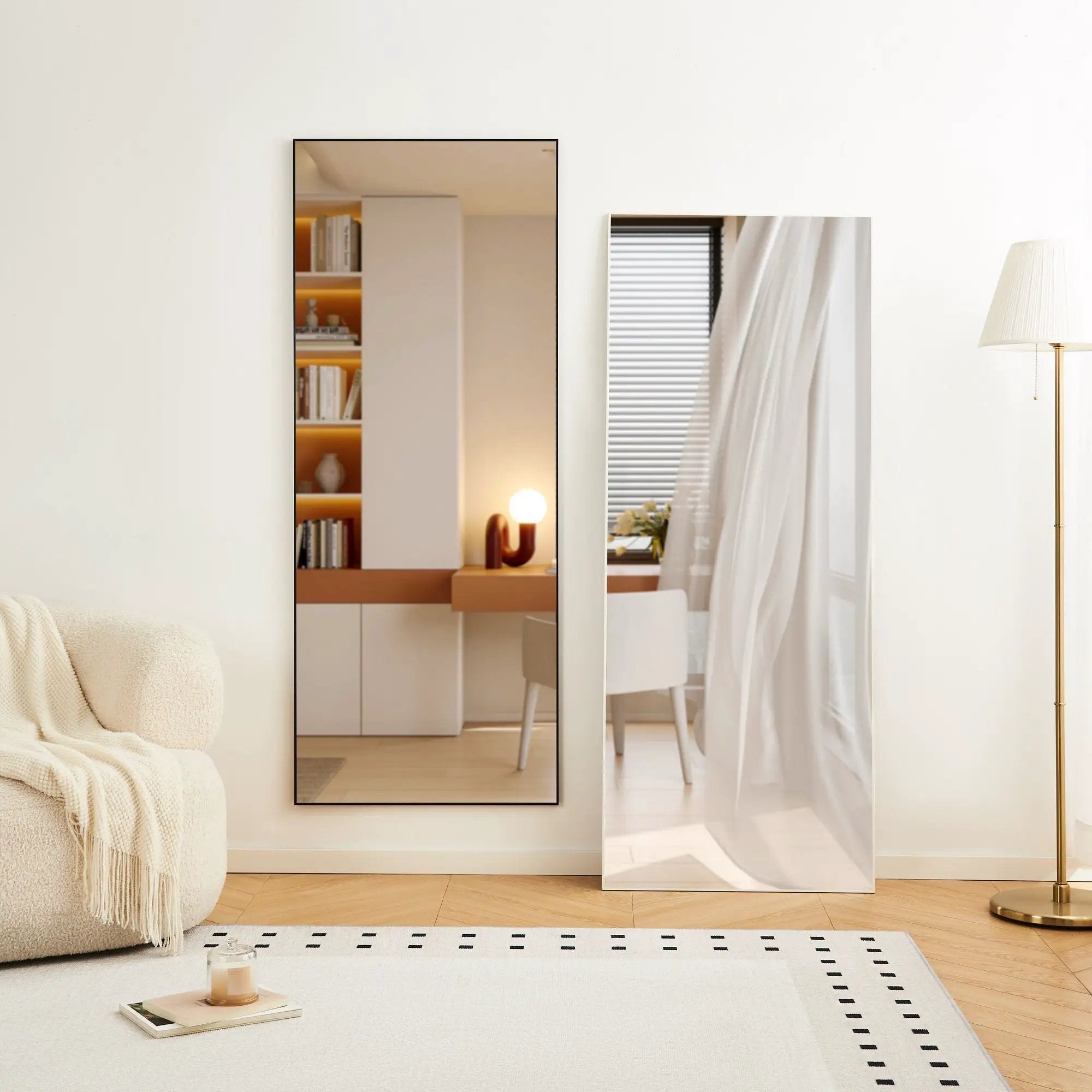 Modern Full Length Mirror With High Definition Shatter Proof Glass And Aluminum Alloy Frame by HouseOfZazla