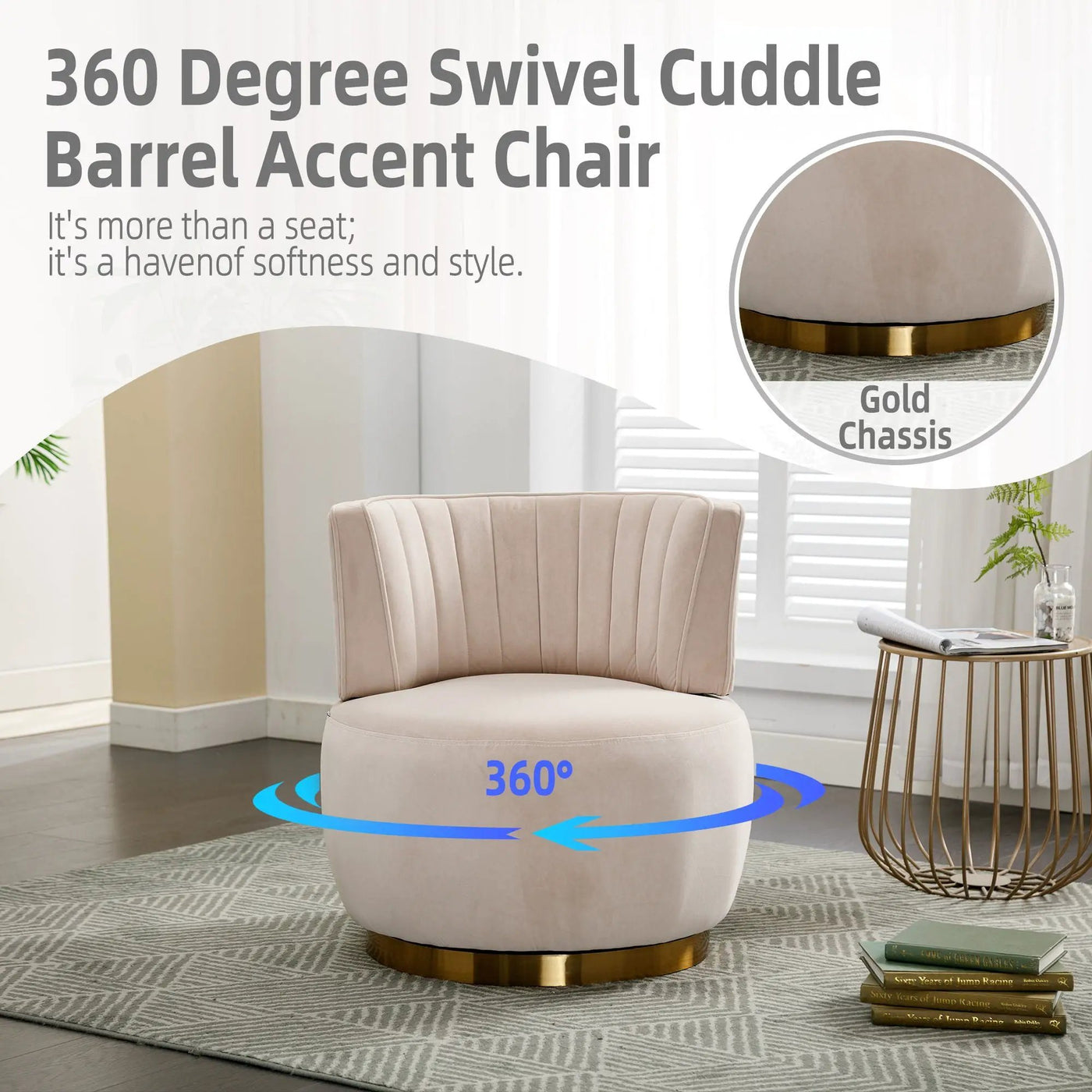 360 Degree Swivel Cuddle Barrel Accent Sofa Chair by Unique Piece Furniture