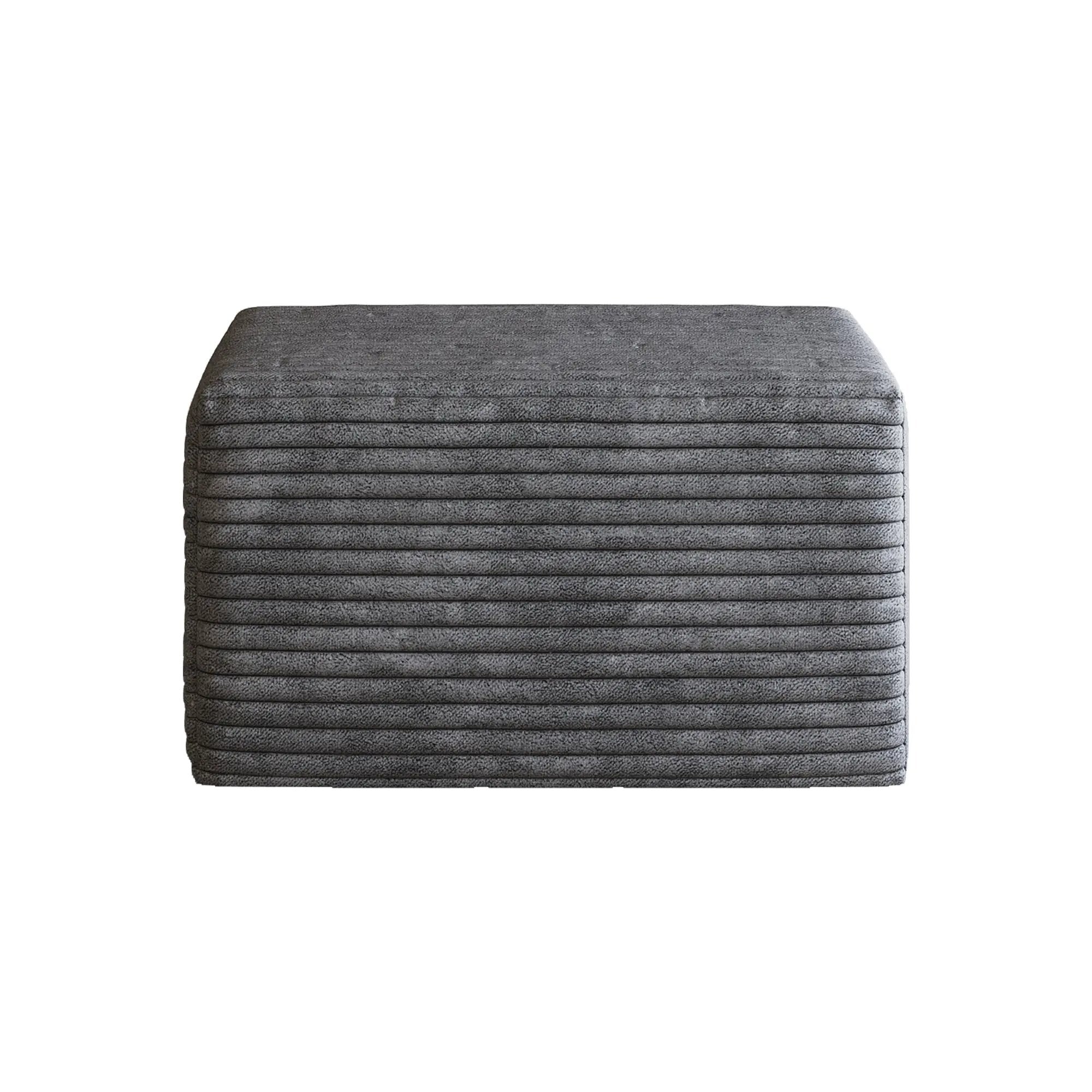 Sofa Ottoman - No Assembly Required - Dark Grey Plush Corduroy Fabric by HouseOfZazla
