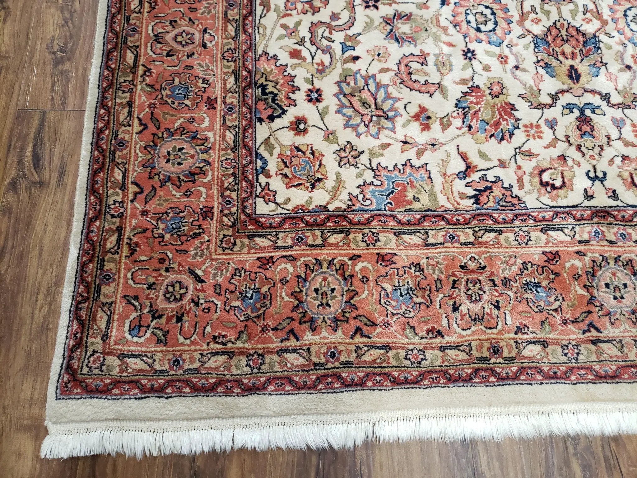 6x9 Top Quality Handmade Wool Area Rug Floral Allover Carpet Veg Dyes Beige by Jewel Rugs