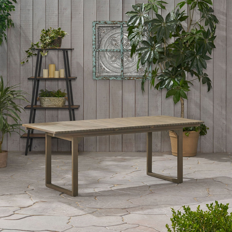Outdoor Expandable Acacia Wood Dining Table With U-Shaped Leg by HouseOfZazla