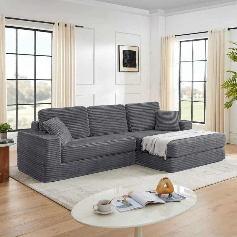 Modern Minimalist L Shape Modular Sectional Sofa, Couch by HouseOfZazla
