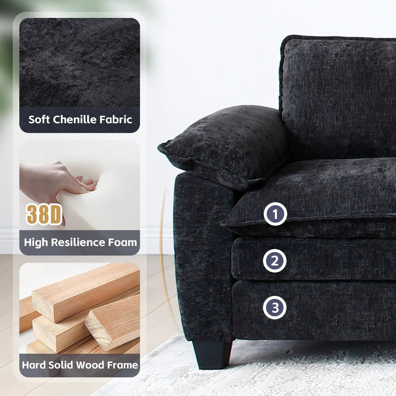Luxury Chenille Upholstered U Shape Sofa with Two Ottomans by HouseOfZazla