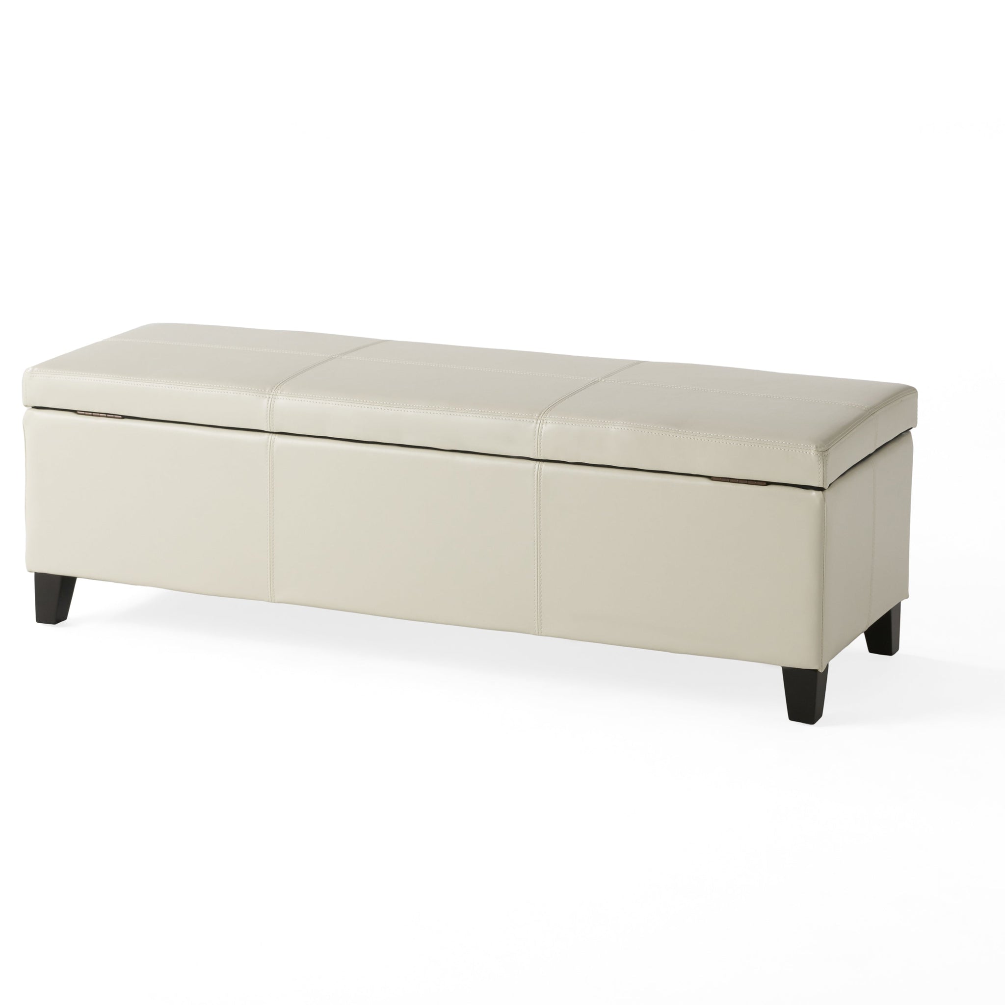 Upholstered PU Leather Storage Ottoman with Solid Wooden Legs by HouseOfZazla