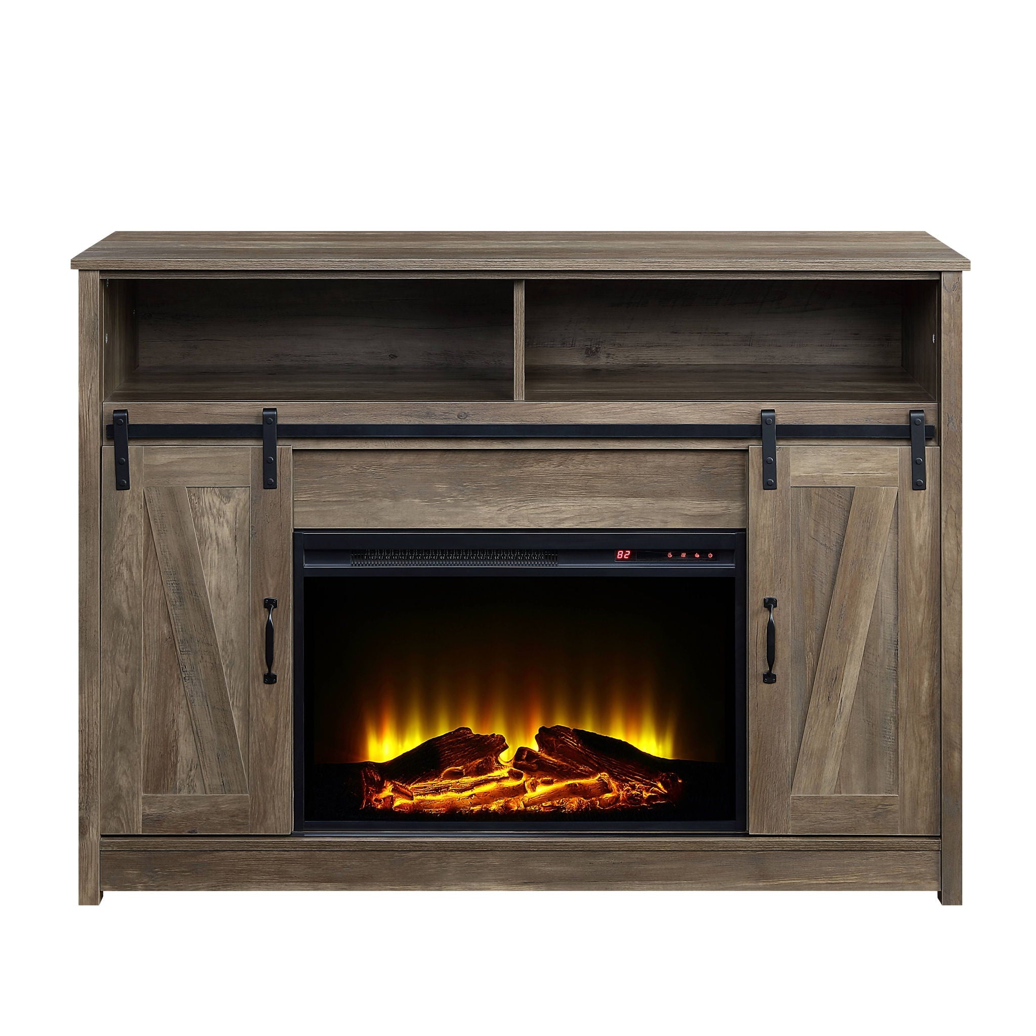 Tobias - Fireplace With Shelf Storage - Oak by HouseOfZazla