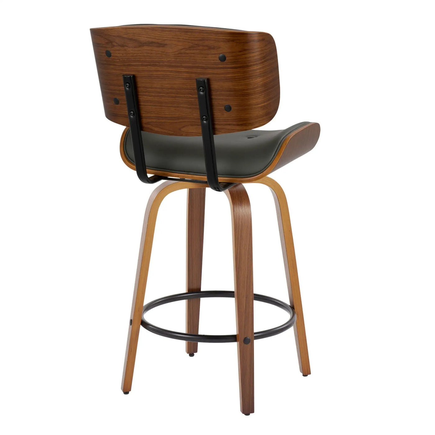 Lombardi - Mid-Century Modern Fixed Height Counter Stool With Swivel With Round Footrest (Set of 2) by HouseOfZazla