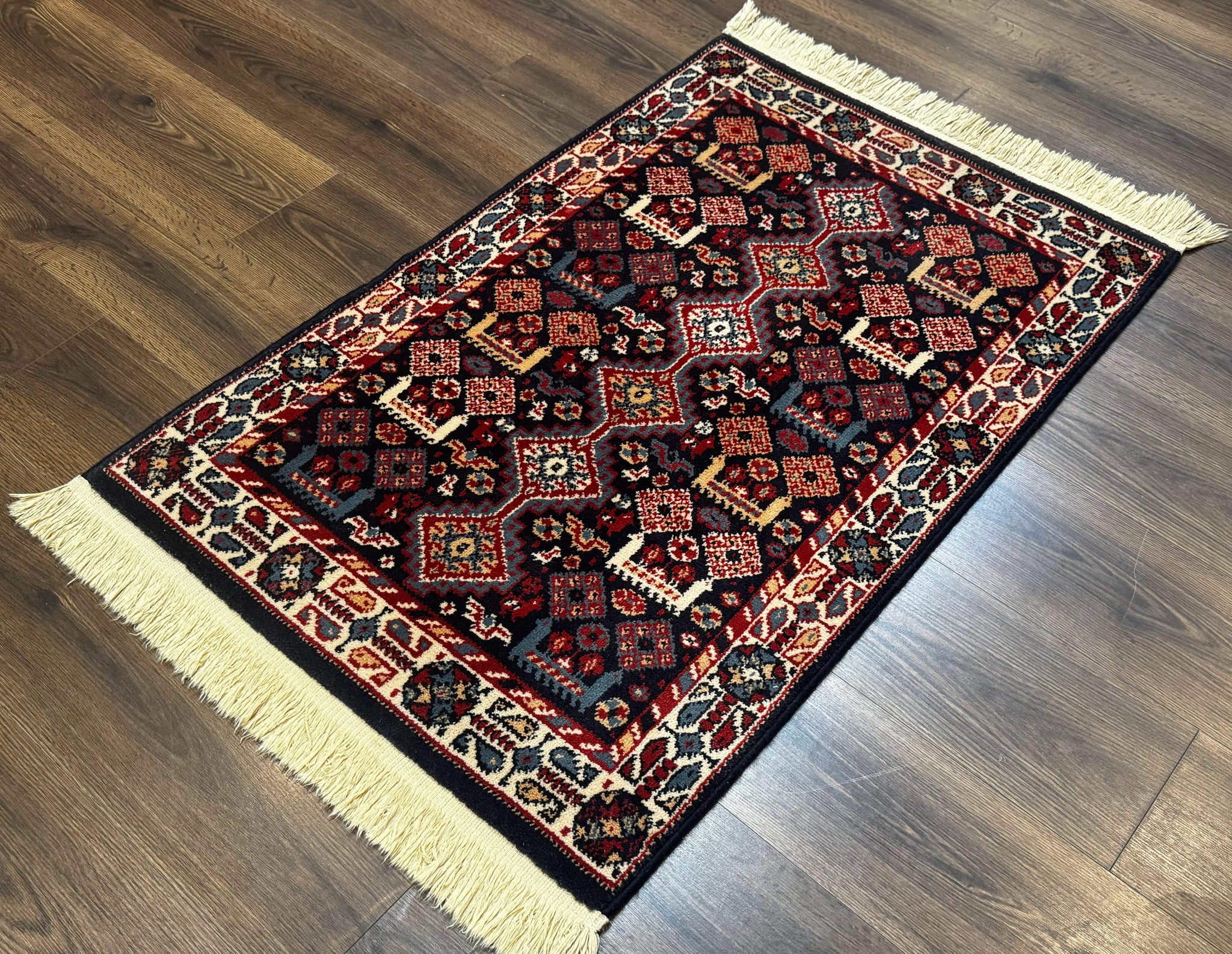 Small Karastan Rug 3x4, Yuruk Collection, Wool, Tribal, Geometric, Navy Blue by Jewel Rugs