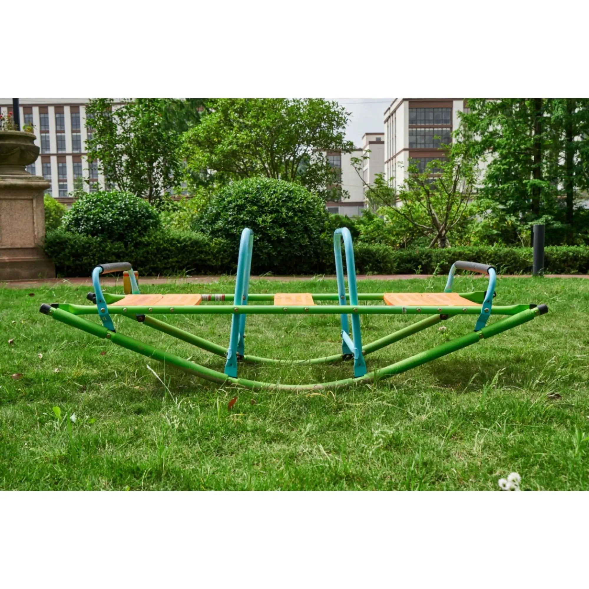 Xss008 High Quality Kids Seesaw Plastic Seat Playground Equipment Cute Baby Plastic Rocker Outdoor Children Steel Tube For Kids Age 3+ - Green / Blue by HouseOfZazla