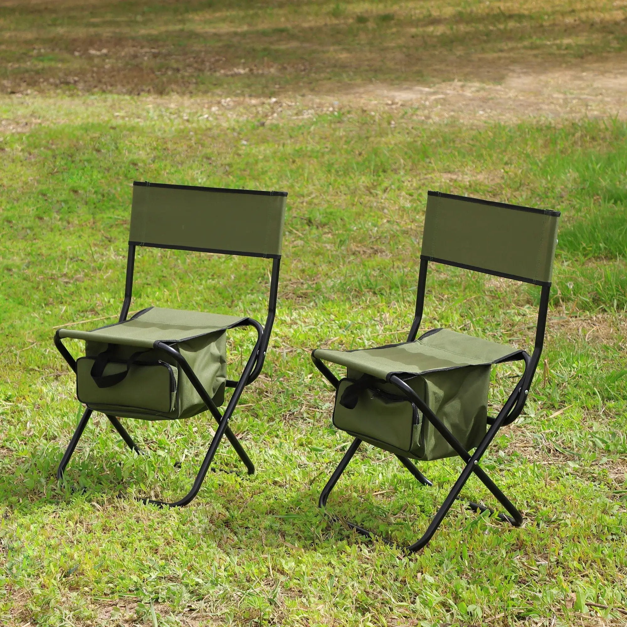 Folding Outdoor Chairs With Storage Bag, Portable Chair For Indoor, Outdoor Camping, Picnics And Fishing by HouseOfZazla
