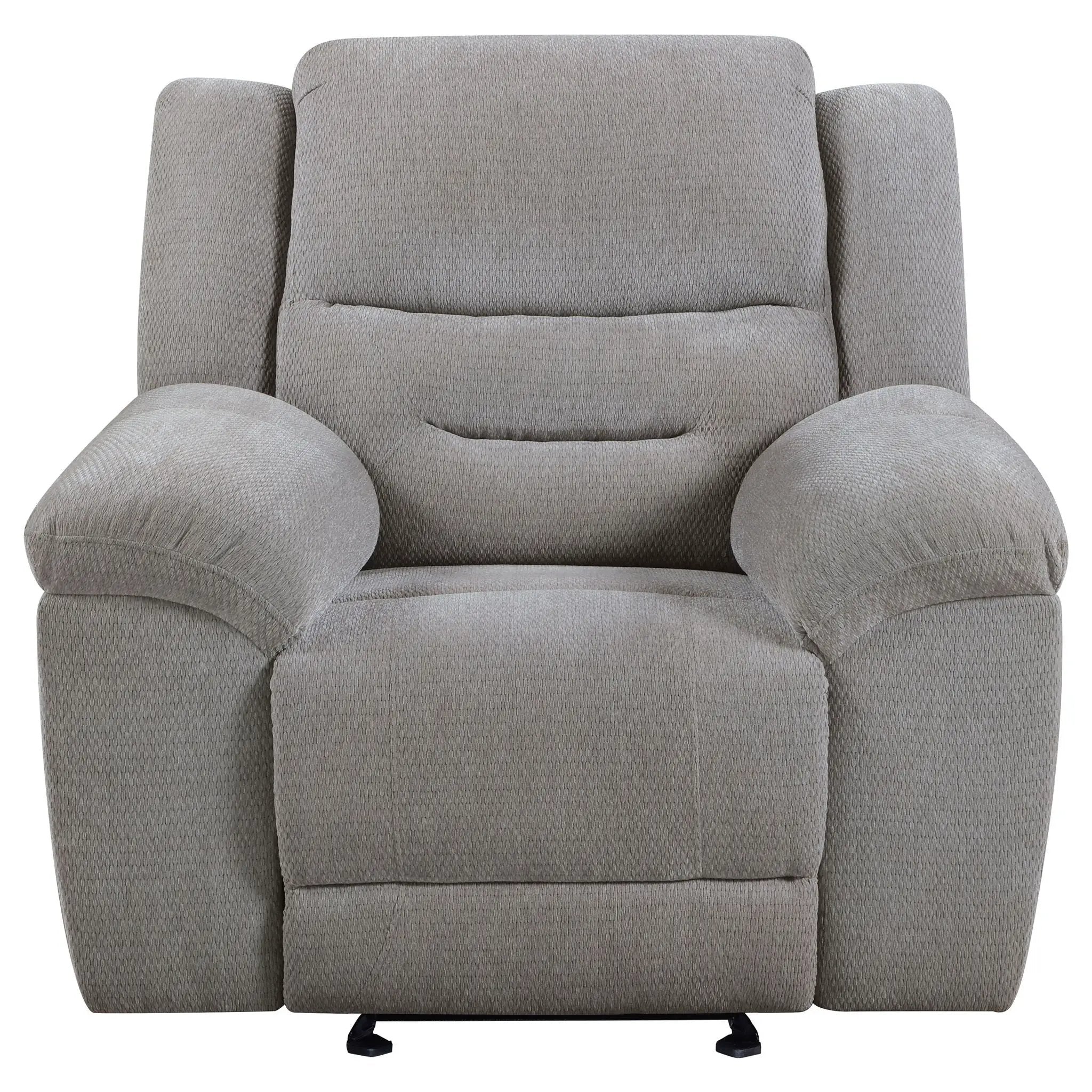 Gilson Chenille Upholstered Glider Recliner Chair Grey by Unique Piece Furniture