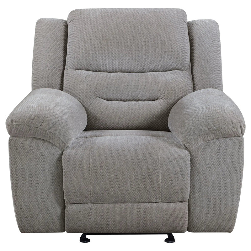 Gilson Chenille Upholstered Glider Recliner Chair Grey by Unique Piece Furniture