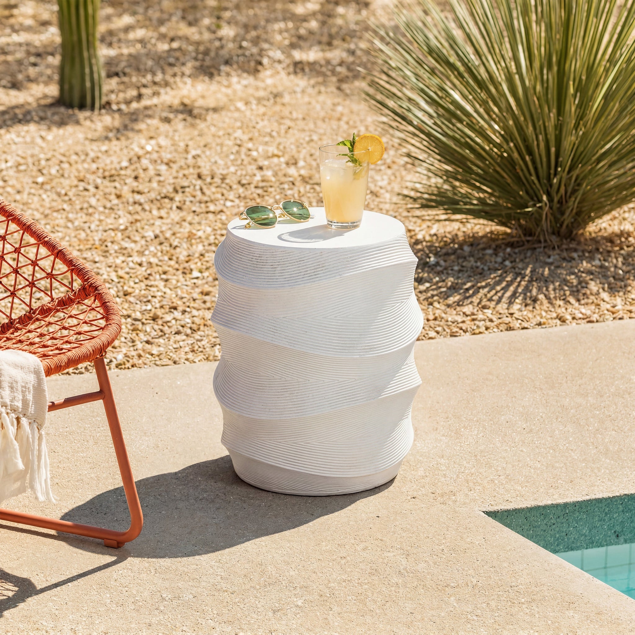Antique-Style Magnesium Oxide Outdoor Side Table by HouseOfZazla