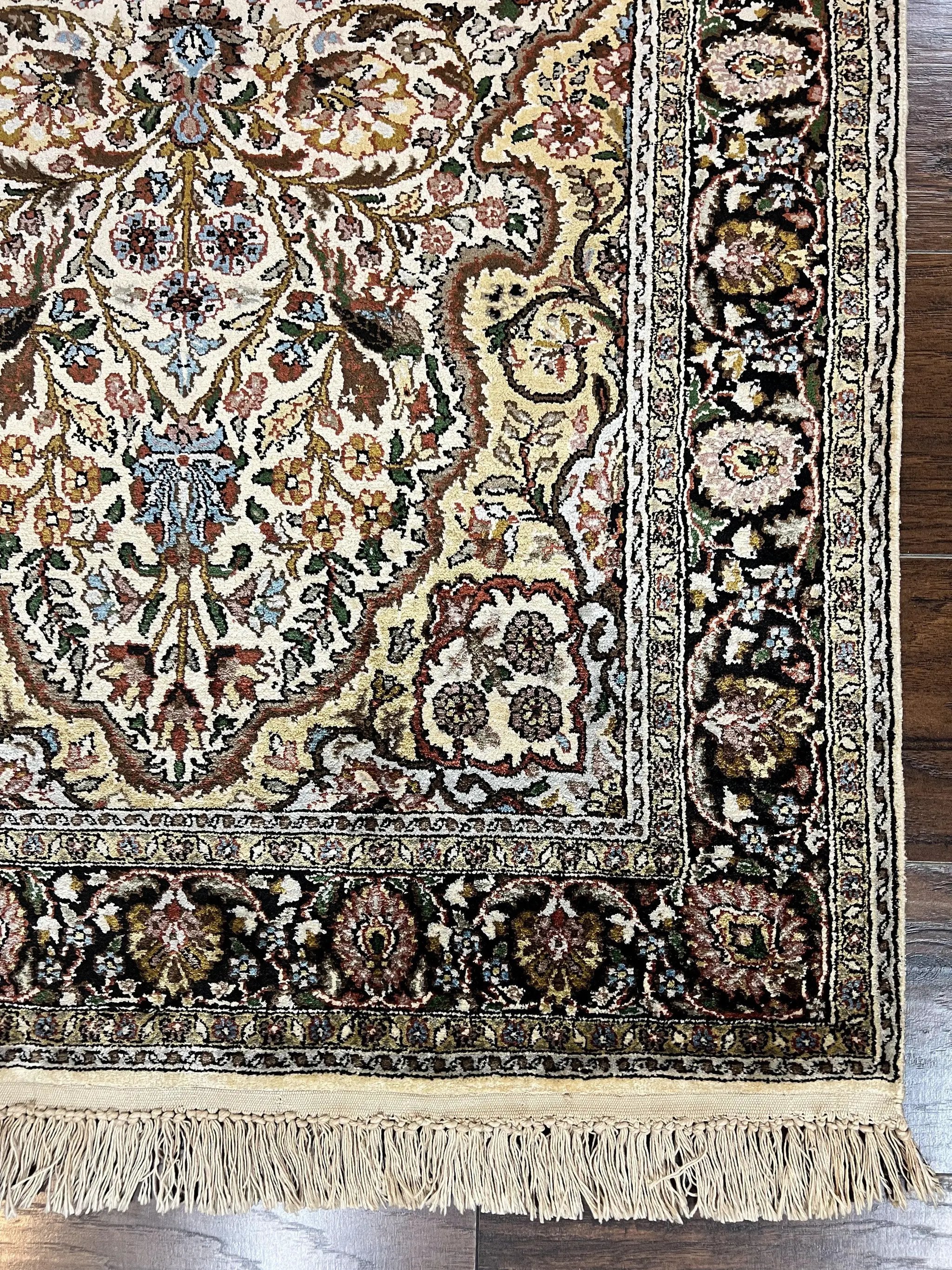 Turkish Kayseri Silk Rug 3x5, Tree of Life Silk Oriental Carpet, Birds Persian Vase Design, Hand Knotted Vintage Fine Rug, 340 KPSI by Jewel Rugs