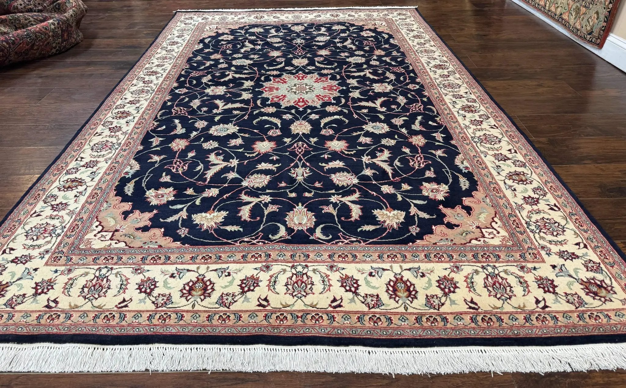 Navy Blue Pak Persian Rug 6x10, Floral Medallion, Traditional Persian Area Rug, Fine 240 KPSI by Jewel Rugs
