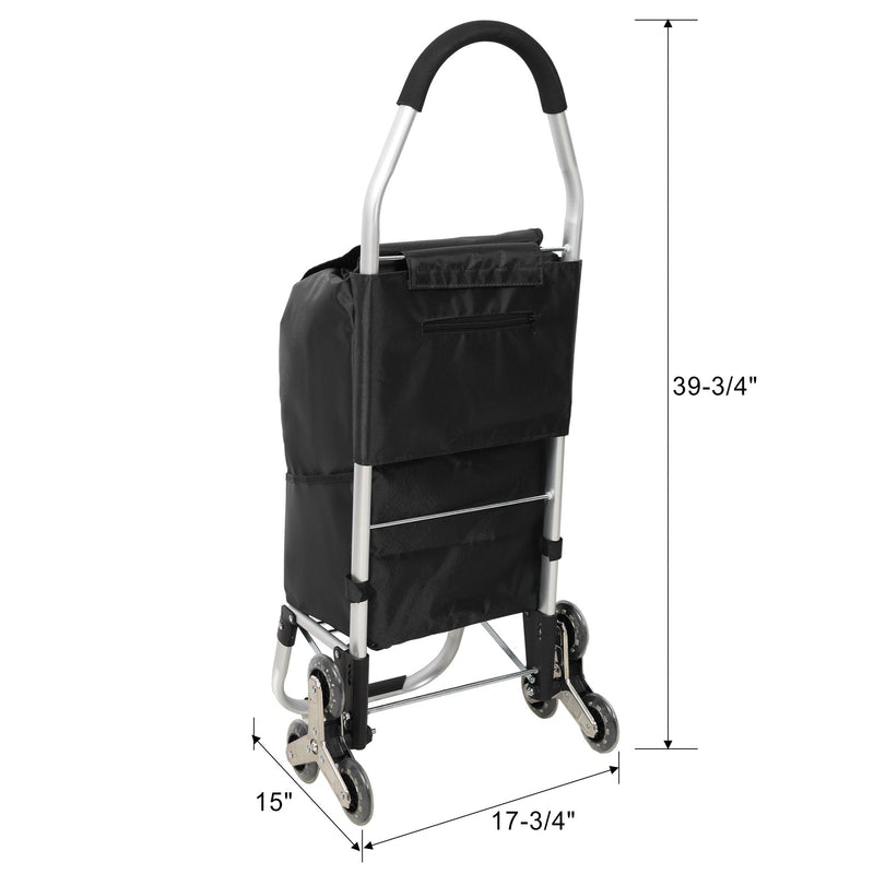 Foldable Shopping Stair Trolley With Triangular Wheels And Removable Waterproof Bag - Black by HouseOfZazla