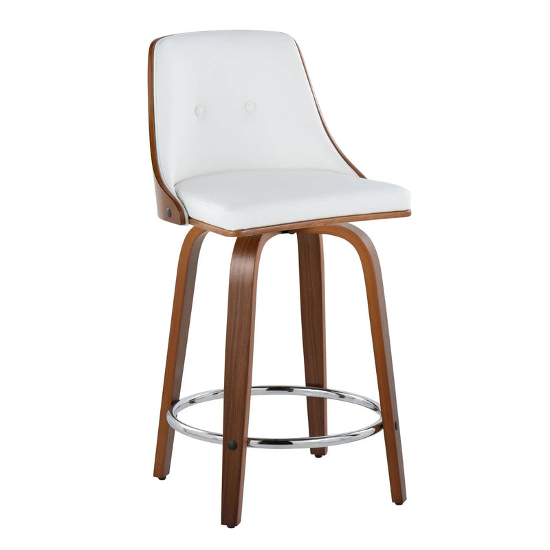 Gianna - Mid-Century Modern Fixed Height Stool With Swivel With Round Footrest (Set of 2) by HouseOfZazla