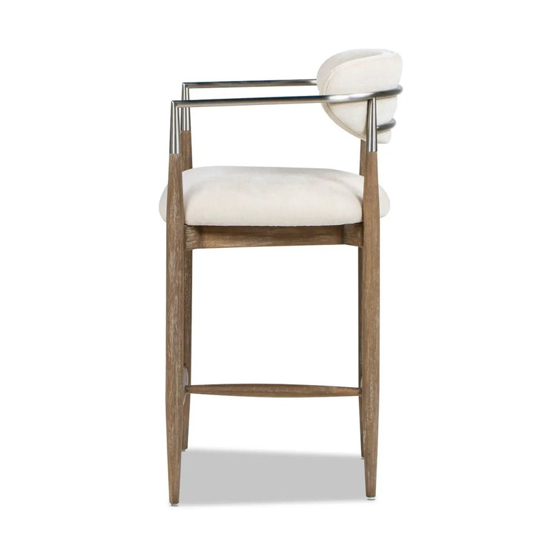Artemis - Mixed Material Upholstered Counter Stool - Warm White by HouseOfZazla
