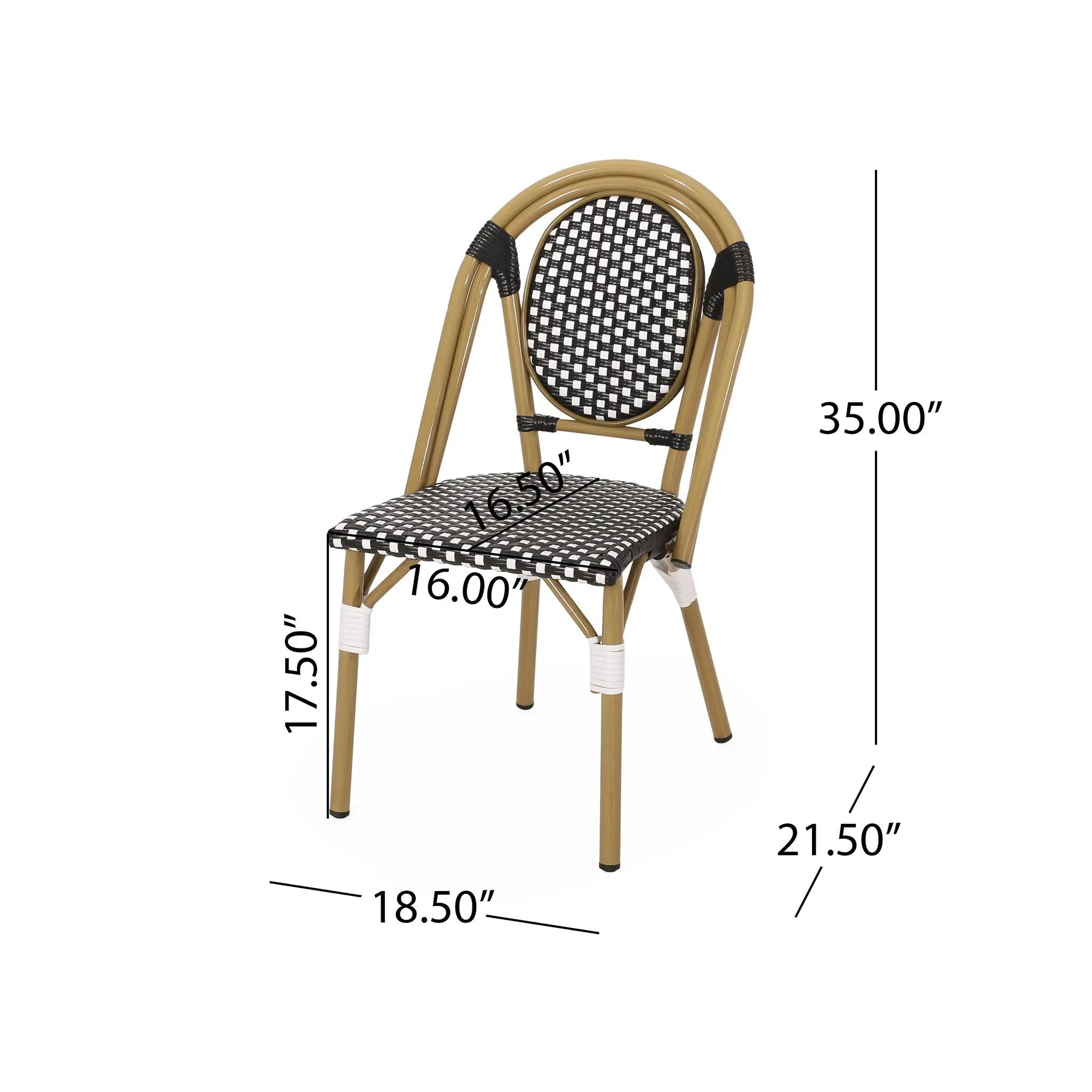 Outdoor PE Rattan and Aluminum French Bistro Chair, Set of 2 by HouseOfZazla