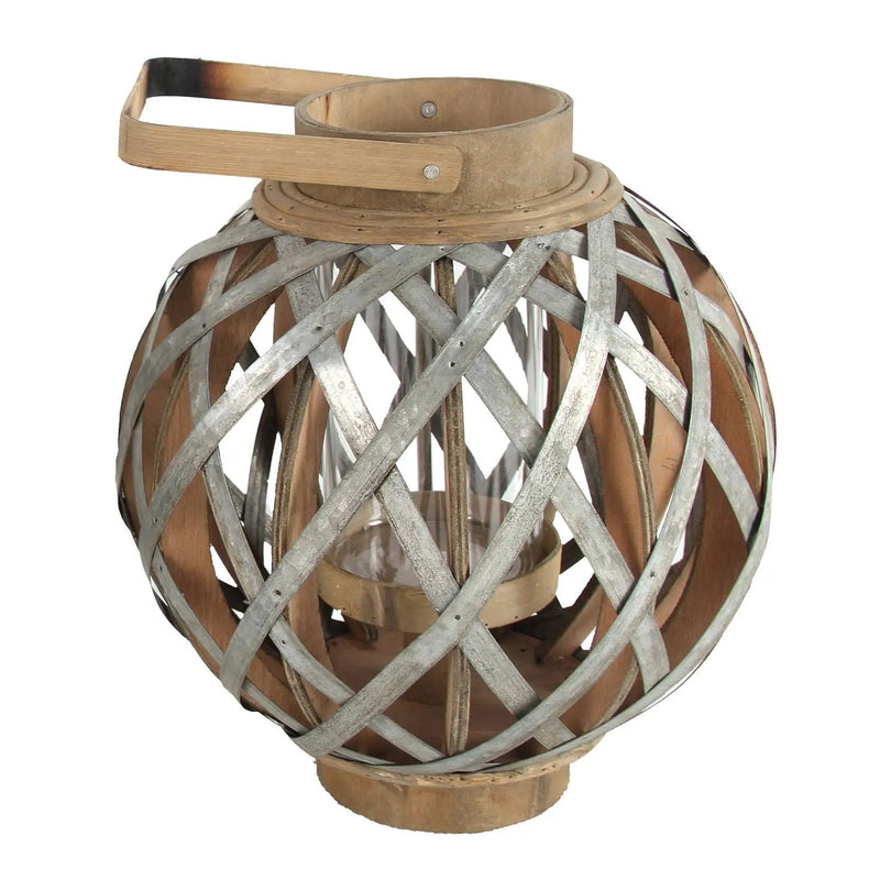 Decorative Lantern With Handle, Wooden Lantern For Indoor Outdoor, Home Garden, Wedding - Silver by HouseOfZazla